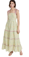 LOST + WANDER CECILIA MAXI DRESS WHITE GREEN FLORAL