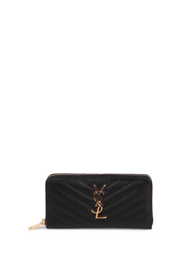 Saint Laurent `cassandre Matelassé` Zip Around Wallet In Nero