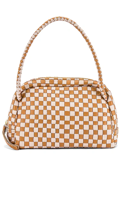 Cleobella Alia Bicolor Woven Leather Top-handle Bag In Ivory/camel