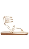 Ancient Greek Sandals String Metallic Leather Sandals In Metallic Gold