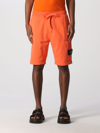 Stone Island Bermuda Shorts In Garment-dyed Cotton Fleece In Orange