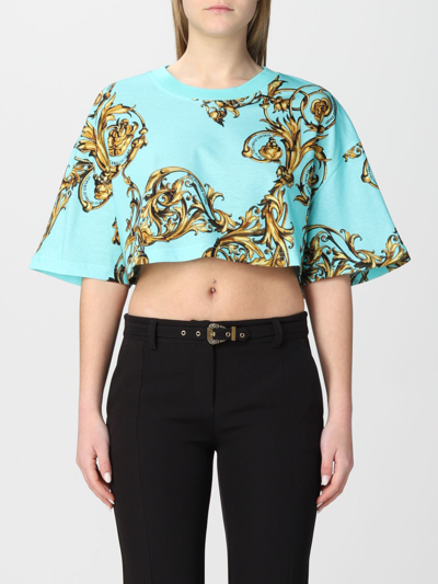Versace Jeans Couture T-shirt With Baroque Pattern In Green