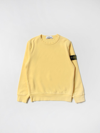 Stone Island Junior Kids' Cotton Sweatshirt With Logo In Yellow