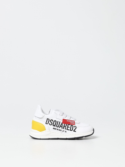 Dsquared2 Junior Kids' Trainers In Smooth Leather In White