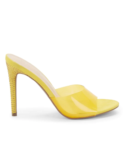 Bebe Women's Rhinestone & Leather Open-toe Pumps In Yellow