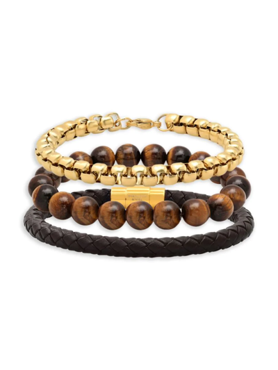 Anthony Jacobs Men's 3-piece Bracelet Set In Neutral