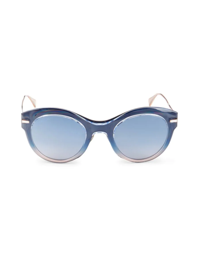 Omega Women's 51mm Oil-slick Round Sunglasses In Blue