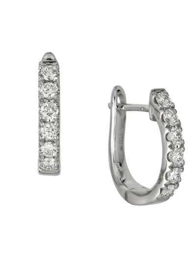 Belpearl Women's 18k White Gold & 0.31 Tcw Diamond Huggie Earrings