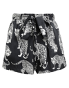 Mc2 Saint Barth Tiger Print Woman Shorts In Black