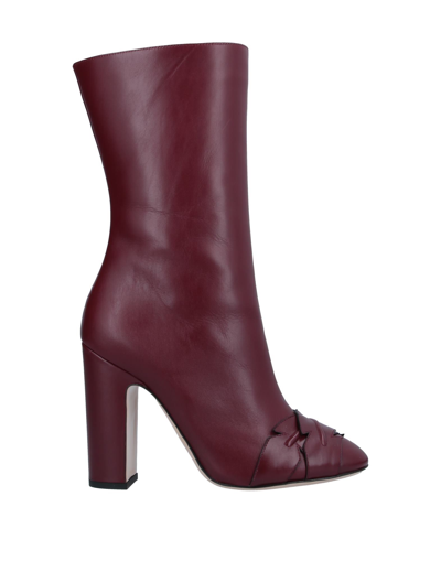 Pollini Ankle Boots In Maroon