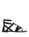 ALBERTA FERRETTI ALBERTA FERRETTI WOMAN THONG SANDAL BLACK SIZE 6 SOFT LEATHER