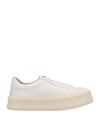 JIL SANDER JIL SANDER WOMAN SNEAKERS IVORY SIZE 8 SOFT LEATHER