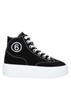 Mm6 Maison Margiela Logo-print Canvas Flatform Sneakers In Black