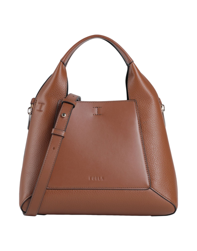 Furla Gilda Light Brown Handbag In Cognac H + Nero