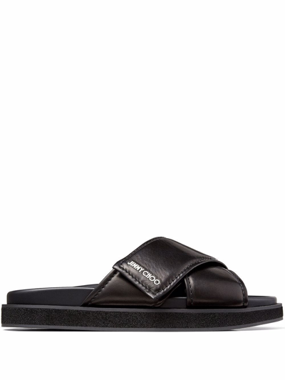 Jimmy Choo Joel Crossover-strap Leather Sandals In Schwarz