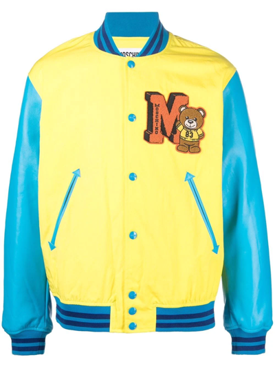 Moschino Colour-block Bomber Jacket In Yellow