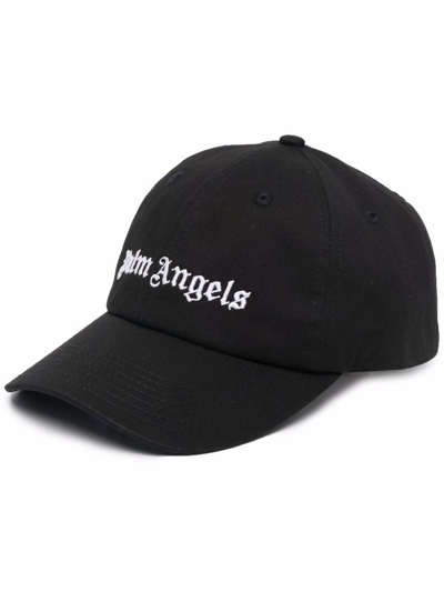 Palm Angels Logo-embroidered Cotton Cap In Black