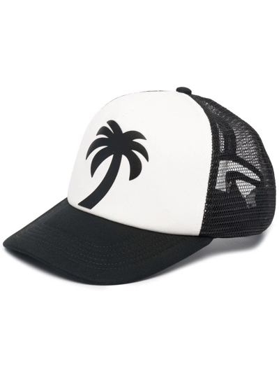 Palm Angels Logo-print Baseball Cap In Black,white