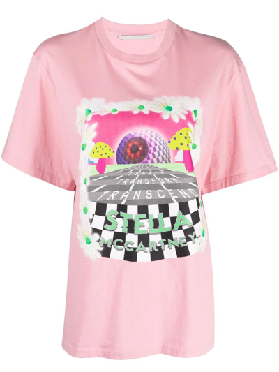 Stella Mccartney Day Tripper Printed Cotton-jersey T-shirt In Pink