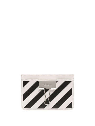 Off-white Binder Simple Leather Card Holder In White