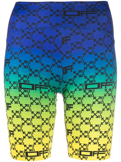 Off-white Arrows-print Biker Shorts In Green