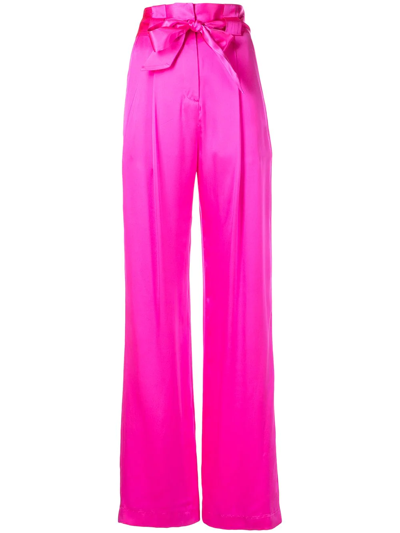 Michelle Mason High-waisted Pleated Silk Trousers In Rosa