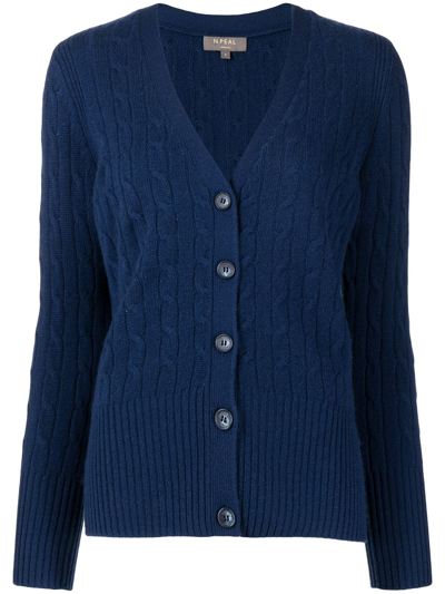 N•peal Button-down Cashmere Cardigan In Blau