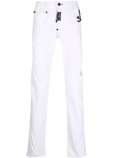 Philipp Plein Super Straight-cut Jeans In Weiss