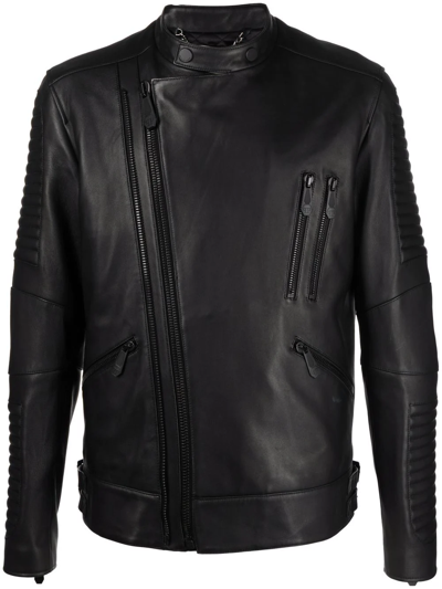 Philipp Plein Crystal Skull Biker Jacket In Schwarz