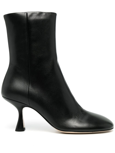 Wandler June 75 Ankle Leather Boots In Black