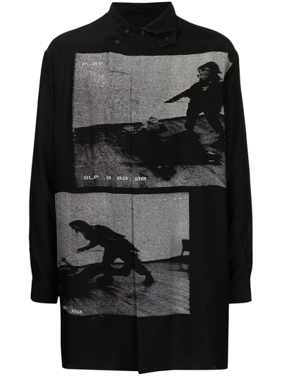 Yohji Yamamoto Photo-print Silk Shirt In Schwarz