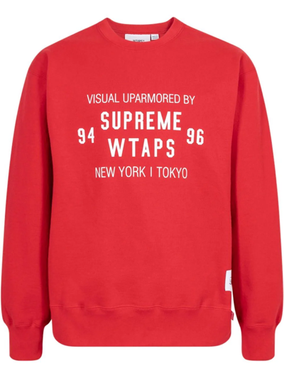 Supreme X Wtaps Crew-neck Sweatshirt In Red