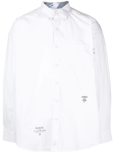 Aape By A Bathing Ape Patch Button Down Shirt In Weiss