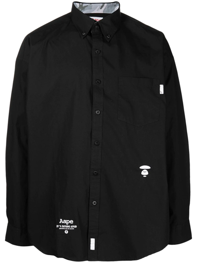 Aape By A Bathing Ape Patch Design Cotton Shirt In Schwarz