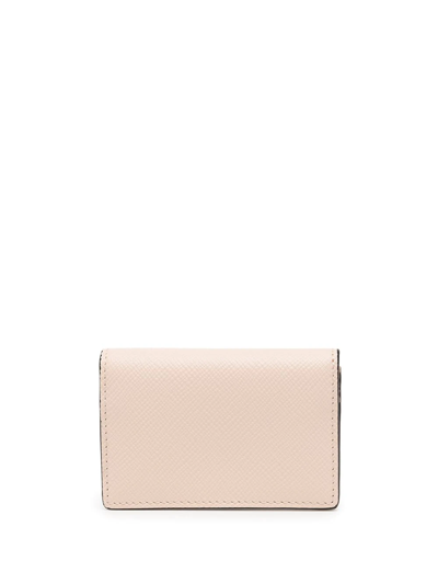 Smythson Panama Branded Leather Folded Card Case In Champagne
