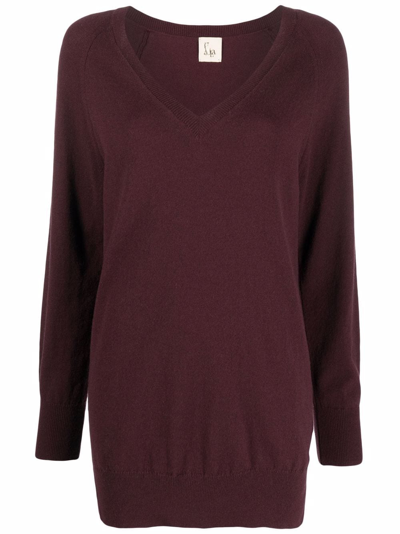 Paula V-neck Cashmere Jumper In Red