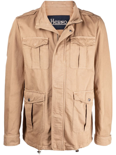 Herno Garment-dyed Field Jacket In Nude