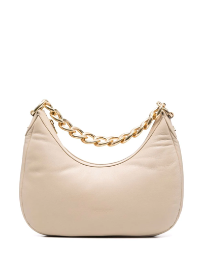 Patrizia Pepe Chain-link Leather Shoulder Bag In Nude