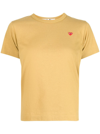Comme Des Garçons Play Heart-detail Short-sleeved T-shirt In Gelb