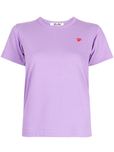Comme Des Garçons Play Heart-detail Short-sleeved T-shirt In Purple