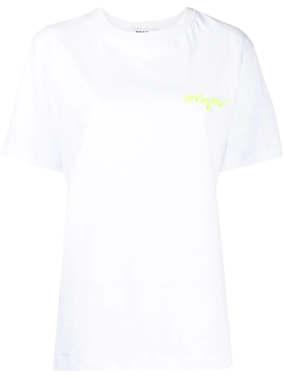 Msgm Logo-print Cotton T-shirt In White