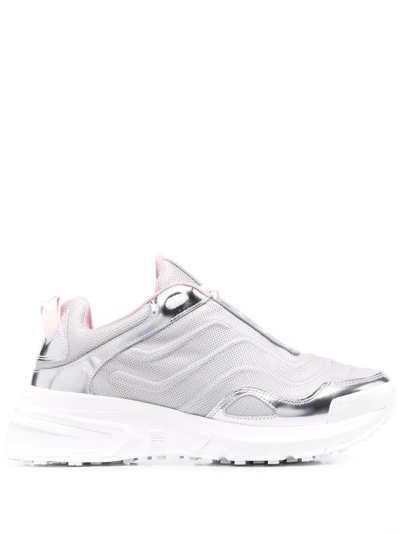 Givenchy Metallic-effect Leather Sneakers In Grau