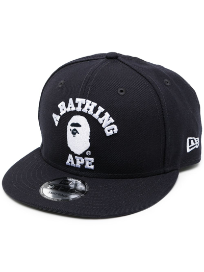 A Bathing Ape Logo印花平檐棒球帽 In Navy