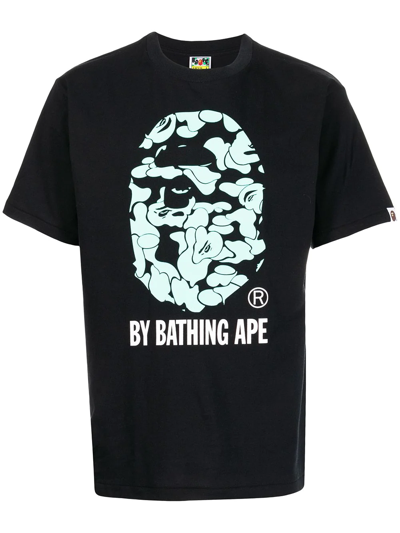 A Bathing Ape Logo印花棉t恤 In Schwarz