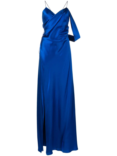 Michelle Mason V-neck Silk Dress In Blau