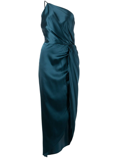 Michelle Mason Gathered-detail Silk Dress In Blau