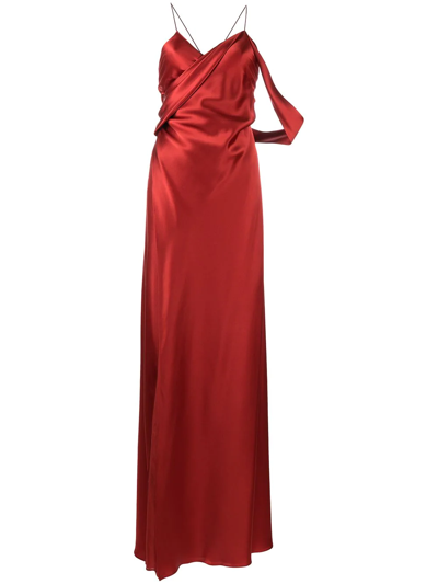 Michelle Mason Draped-panel Silk Gown In Rot