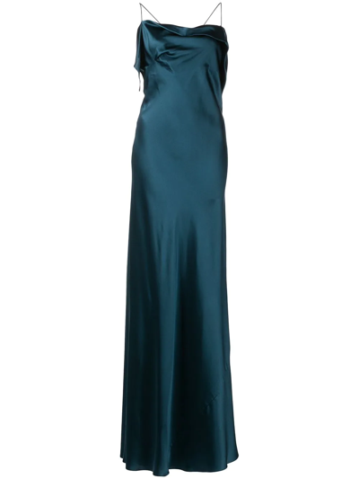 Michelle Mason Square-neck Silk Dress In Blau