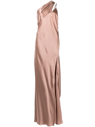 Michelle Mason Draped-panel Silk Gown In Nude