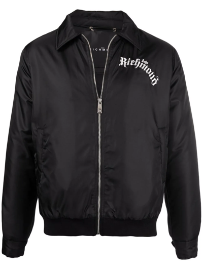 John Richmond Embroidered-logo Bomber Jacket In Schwarz